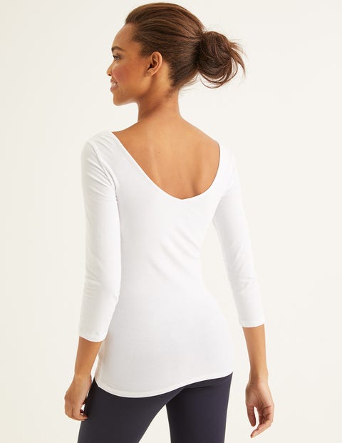 Double Layer V-Back Top - White Double Layer V-Back Top - White