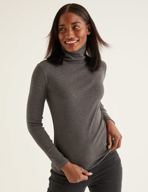 Essential Roll Neck Tee - Charcoal Marl Essential Roll Neck Tee - Charcoal Marl