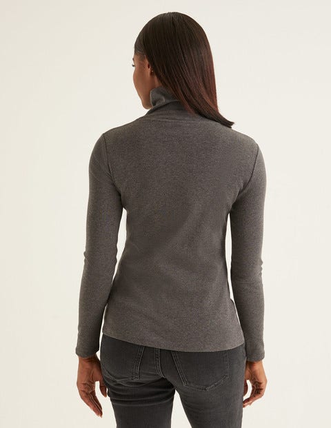 Essential Roll Neck Tee - Charcoal Marl Essential Roll Neck Tee - Charcoal Marl