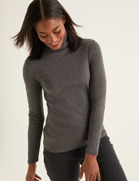 Essential Roll Neck Tee - Charcoal Marl Essential Roll Neck Tee - Charcoal Marl