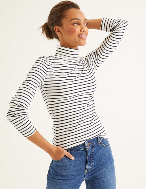 Essential Roll Neck - Ivory/Navy Essential Roll Neck - Ivory/Navy