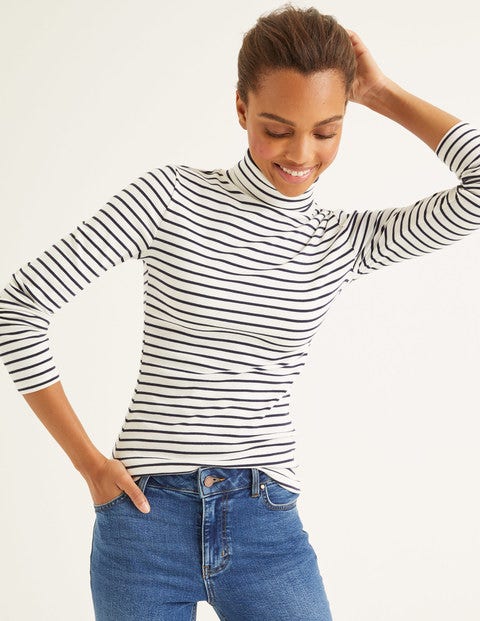 Essential Roll Neck - Ivory/Navy Essential Roll Neck - Ivory/Navy