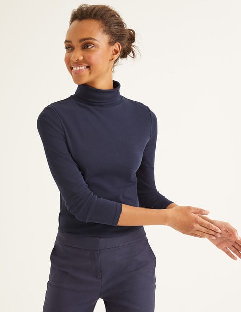 Essential Roll Neck Tee - Navy Essential Roll Neck Tee - Navy