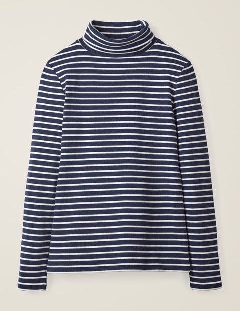 Essential Roll Neck Tee - Navy/Ivory Essential Roll Neck Tee - Navy/Ivory