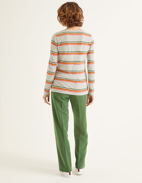 Crew Neck Breton - Grey Marl, Saffron Stripe Crew Neck Breton - Grey Marl, Saffron Stripe