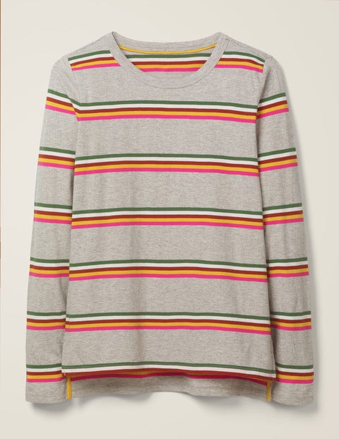 Crew Neck Breton - Grey Marl, Saffron Stripe Crew Neck Breton - Grey Marl, Saffron Stripe