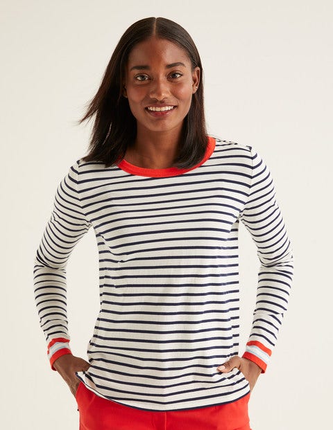 Crew Neck Breton - Ivory/Multi Cuff Crew Neck Breton - Ivory/Multi Cuff