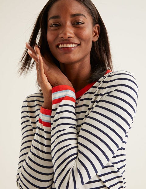 Crew Neck Breton - Ivory/Multi Cuff Crew Neck Breton - Ivory/Multi Cuff