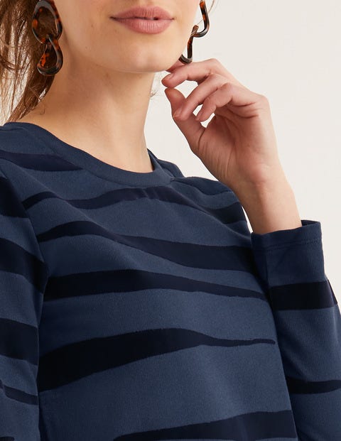 Sweatshirt Dress - Navy Flocked Zebra Sweatshirt Dress - Navy Flocked Zebra