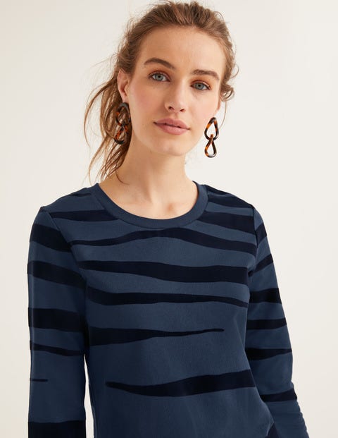 Sweatshirt Dress - Navy Flocked Zebra Sweatshirt Dress - Navy Flocked Zebra