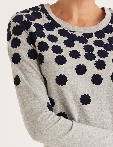 Sweatshirt Dress - Grey Scattered Floral Flock Sweatshirt Dress - Grey Scattered Floral Flock