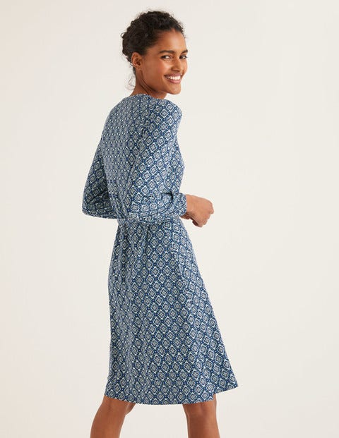 Elodie Jersey Wrap Dress - Heritage Blue, Ornate Tile Elodie Jersey Wrap Dress - Heritage Blue, Ornate Tile