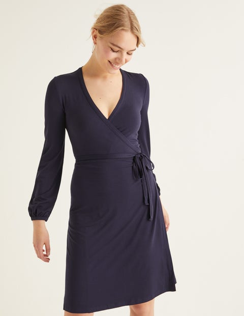 Elodie Jersey Wrap Dress - Navy Elodie Jersey Wrap Dress - Navy