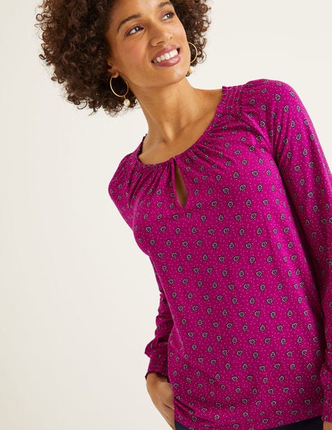Vicky Jersey Top - Vibrant Plum, Block Stamp Vicky Jersey Top - Vibrant Plum, Block Stamp