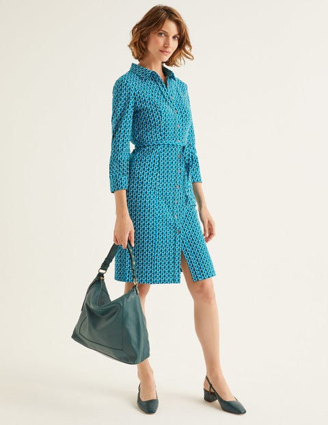 Robe-Chemise Tara En Jersey - Lagon bleu, tuile pétale Robe-Chemise Tara En Jersey - Lagon bleu, tuile pétale