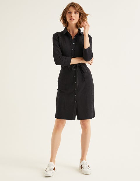 Tara Hemdblusenkleid Aus Jersey - Schwarz Tara Hemdblusenkleid Aus Jersey - Schwarz