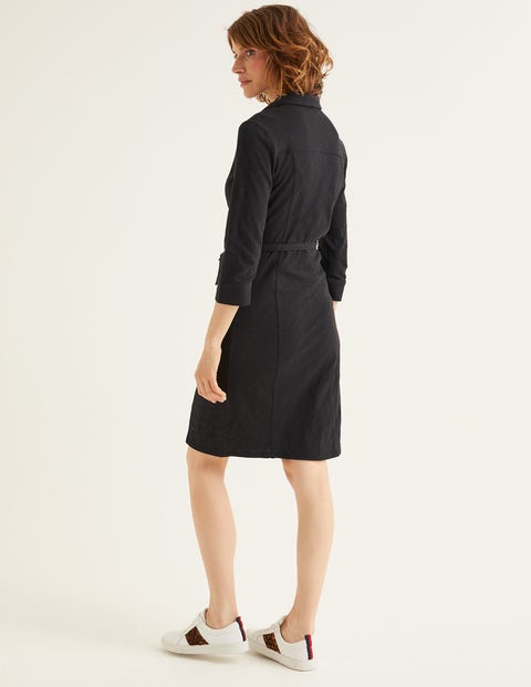 Tara Hemdblusenkleid Aus Jersey - Schwarz Tara Hemdblusenkleid Aus Jersey - Schwarz