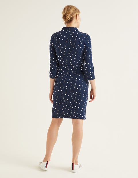 Tara Jersey Shirt Dress - Navy, Brand Dot Tara Jersey Shirt Dress - Navy, Brand Dot