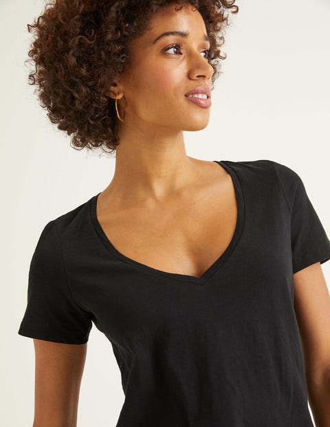 The Cotton V-Neck Tee - Black The Cotton V-Neck Tee - Black