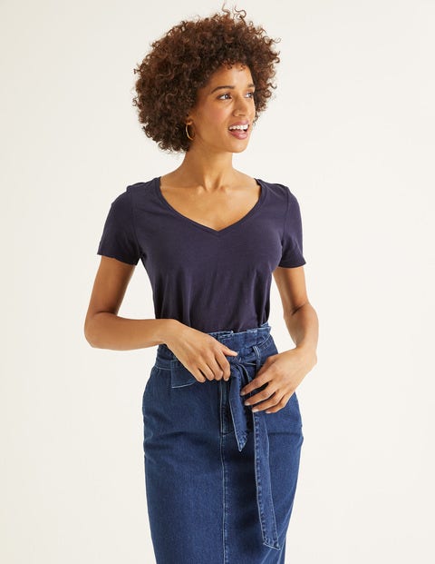 The Cotton V-Neck Tee - Navy The Cotton V-Neck Tee - Navy