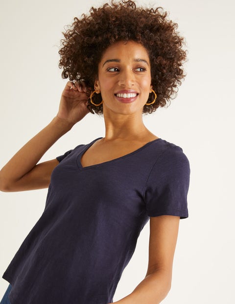 The Cotton V-Neck Tee - Navy The Cotton V-Neck Tee - Navy