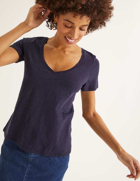 The Cotton V-Neck Tee - Navy The Cotton V-Neck Tee - Navy