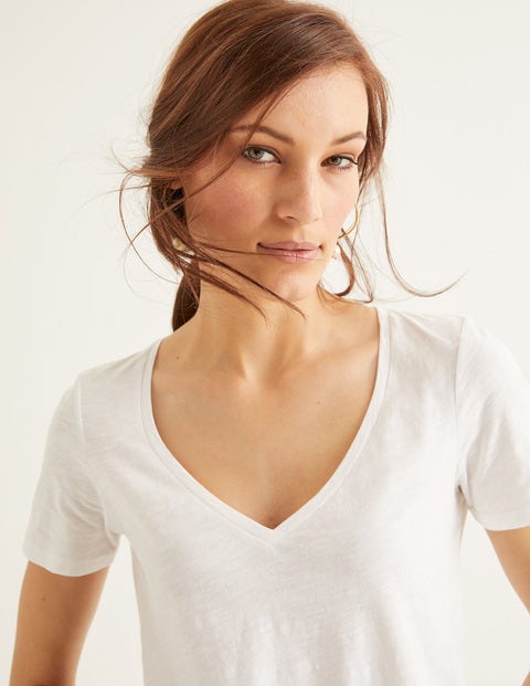 The Cotton V-Neck Tee - White The Cotton V-Neck Tee - White