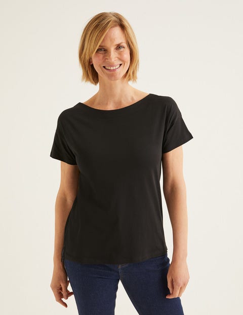 Superweiches Shirt Mit U-Boot-Ausschnitt - Schwarz Superweiches Shirt Mit U-Boot-Ausschnitt - Schwarz