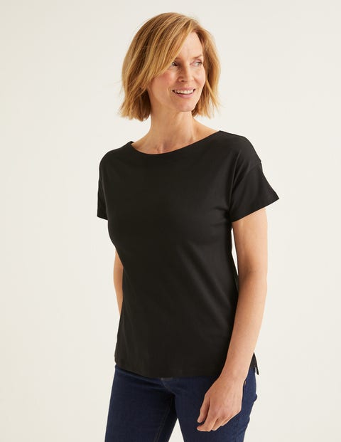 Superweiches Shirt Mit U-Boot-Ausschnitt - Schwarz Superweiches Shirt Mit U-Boot-Ausschnitt - Schwarz