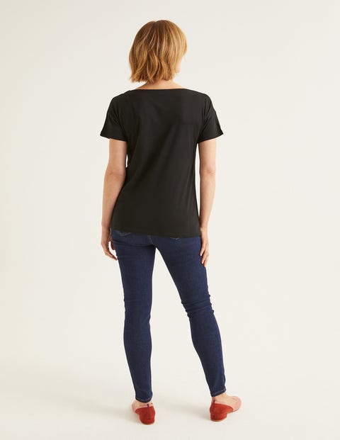 Superweiches Shirt Mit U-Boot-Ausschnitt - Schwarz Superweiches Shirt Mit U-Boot-Ausschnitt - Schwarz