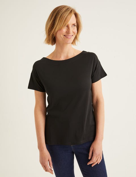 Superweiches Shirt Mit U-Boot-Ausschnitt - Schwarz Superweiches Shirt Mit U-Boot-Ausschnitt - Schwarz