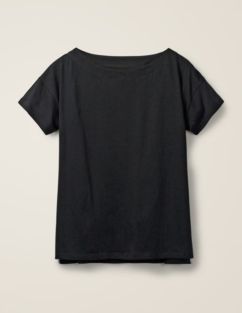 Superweiches Shirt Mit U-Boot-Ausschnitt - Schwarz Superweiches Shirt Mit U-Boot-Ausschnitt - Schwarz