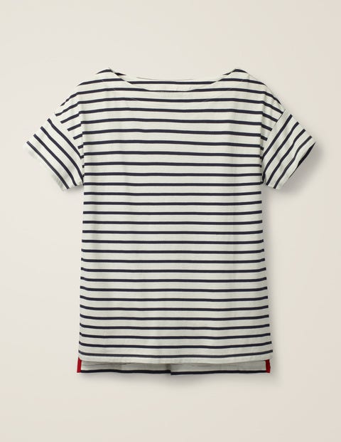 Superweiches Shirt mit U-Boot-Ausschnitt - Naturweiß/Navy Superweiches Shirt mit U-Boot-Ausschnitt - Naturweiß/Navy