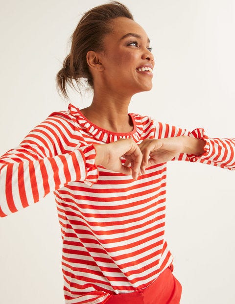 Olive Jerseyshirt - Naturweiß/Knalliges Rot Olive Jerseyshirt - Naturweiß/Knalliges Rot