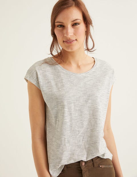 Das Baumwoll-T-Shirt - Naturweiß/Navy Das Baumwoll-T-Shirt - Naturweiß/Navy