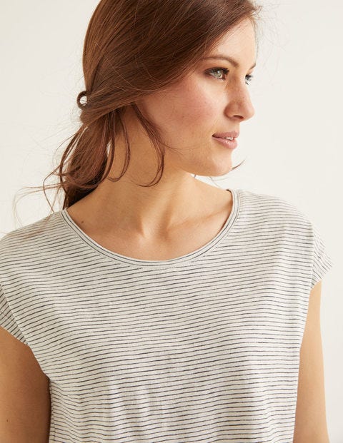 Das Baumwoll-T-Shirt - Naturweiß/Navy Das Baumwoll-T-Shirt - Naturweiß/Navy
