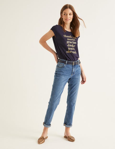 Robyn Jersey Tee - Navy Glitter Thank You Robyn Jersey Tee - Navy Glitter Thank You