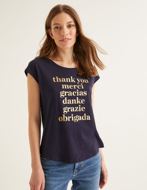 Robyn Jersey Tee - Navy Glitter Thank You Robyn Jersey Tee - Navy Glitter Thank You