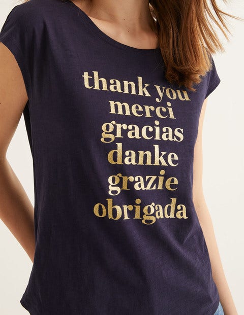 Robyn Jersey Tee - Navy Glitter Thank You Robyn Jersey Tee - Navy Glitter Thank You