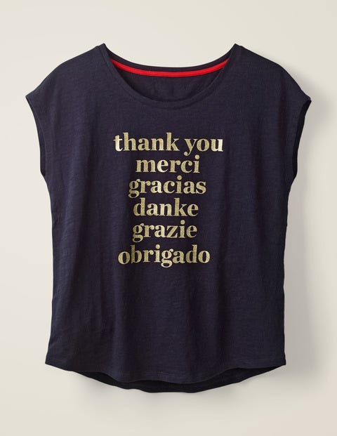 Robyn Jersey Tee - Navy Glitter Thank You Robyn Jersey Tee - Navy Glitter Thank You