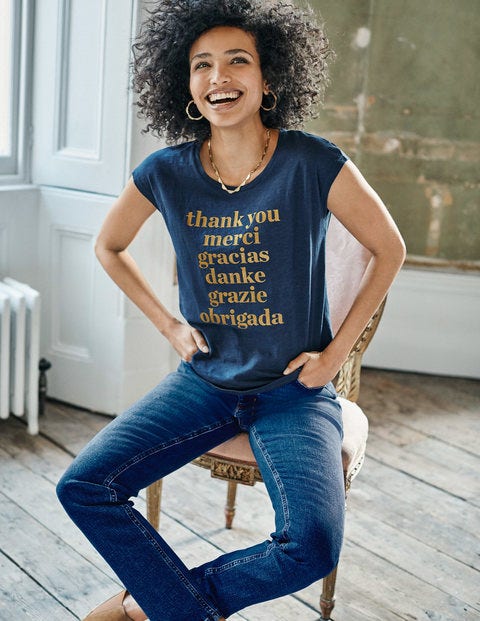 Robyn Jersey Tee - Navy Glitter Thank You Robyn Jersey Tee - Navy Glitter Thank You