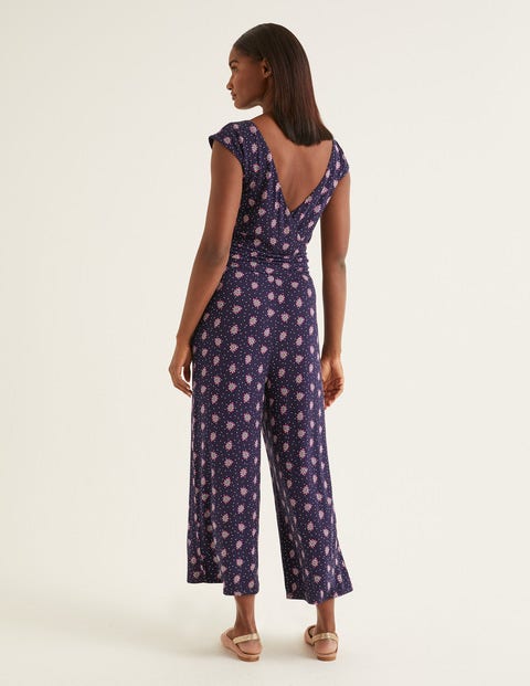 Luna Jersey Jumpsuit - French Navy, Block Stamp Luna Jersey Jumpsuit - French Navy, Block Stamp