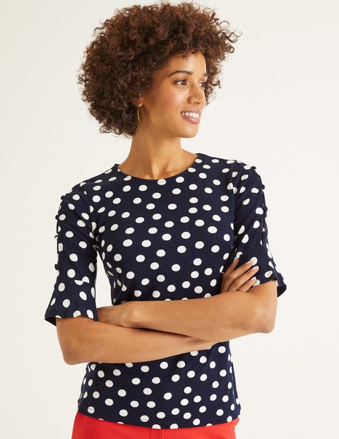 Bella Jerseyoberteil - Französisches Navy, Polka-Tupfen Bella Jerseyoberteil - Französisches Navy, Polka-Tupfen