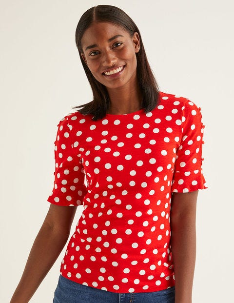 Bella Ponte Top - Post Box Red, Brand Polka Dot Bella Ponte Top - Post Box Red, Brand Polka Dot