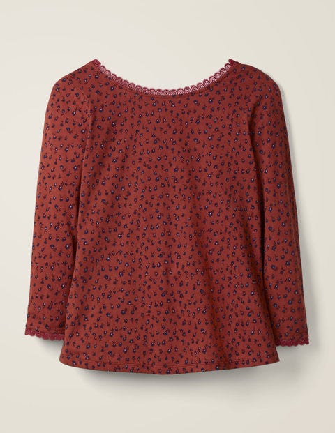 Ottilie Scoop Back Jersey Top - Conker, Ditsy Petal Ottilie Scoop Back Jersey Top - Conker, Ditsy Petal