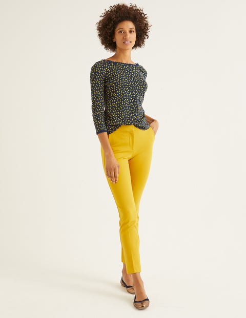 Ottilie Scoop Back Jersey Top - Navy and Saffron, Ditsy Petal Ottilie Scoop Back Jersey Top - Navy and Saffron, Ditsy Petal