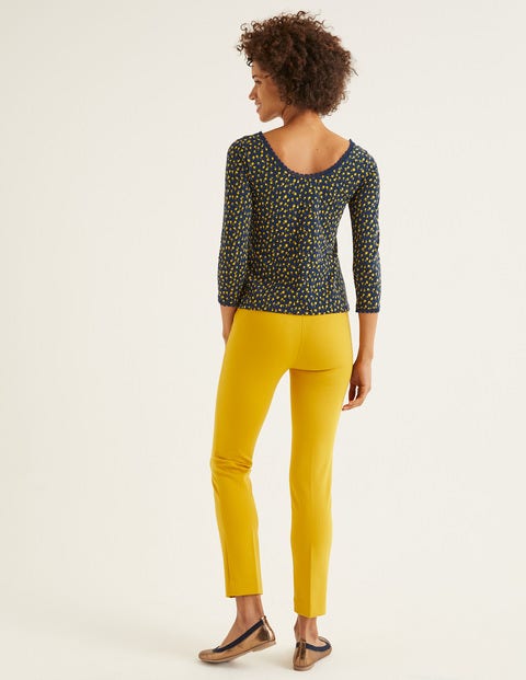 Ottilie Scoop Back Jersey Top - Navy and Saffron, Ditsy Petal Ottilie Scoop Back Jersey Top - Navy and Saffron, Ditsy Petal