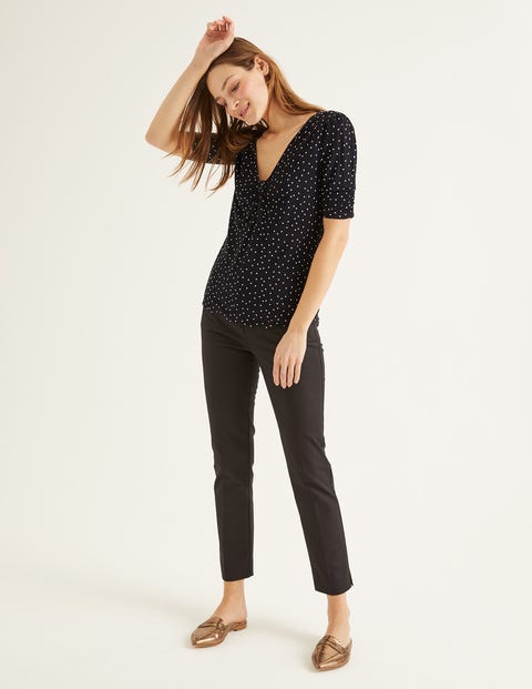 Jane Jerseyoberteil - Schwarz und Milchshake, Polka-Tupfen Jane Jerseyoberteil - Schwarz und Milchshake, Polka-Tupfen