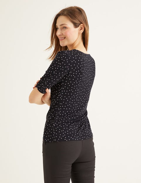 Jane Jerseyoberteil - Schwarz und Milchshake, Polka-Tupfen Jane Jerseyoberteil - Schwarz und Milchshake, Polka-Tupfen