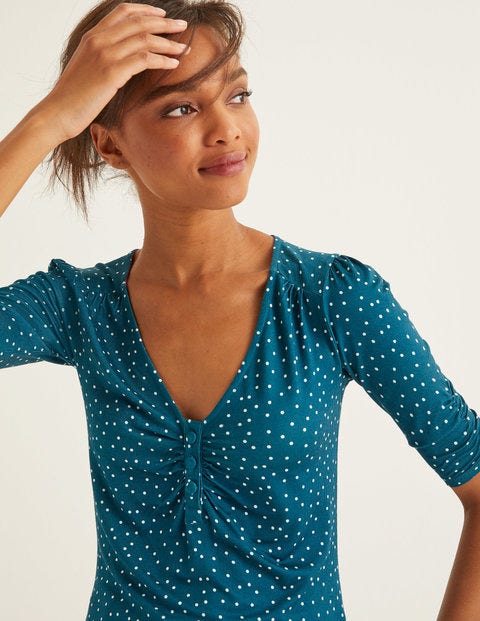Jane Jersey Top - Baltic, Polka Dot Jane Jersey Top - Baltic, Polka Dot